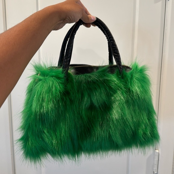 Faux Fur Trim Hand Clutch Bag - Picture 5 of 5